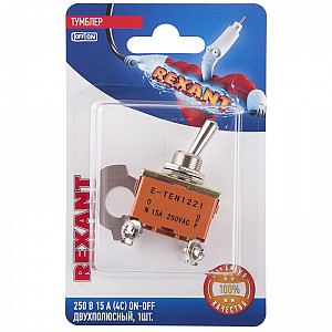 Тумблер 250В 15А (4c) вкл-выкл двухполюсный (KN-201) REXANT (в упак. 1шт.)