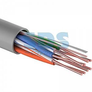 Кабель витая пара U/UTP, CAT 5e, PVC, 4PR, 24AWG, внутренний, однопроволочный, серый, 100м PROconnect