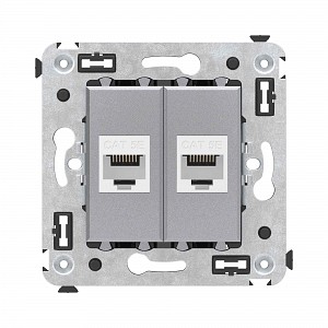 Avanti Компьютерная розетка RJ-45 без шторки в стену, кат.5е двойная, Закаленная сталь DKC (4404664)