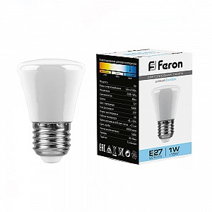 Лампа светодиодная, (1W) 230V E27 6400K C45 матовая LB-372