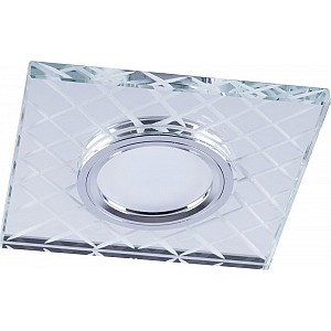 Светильник потолочный встраиваемый со светодиодной подсветкой 15LED*2835 SMD 4000K, MR16 50W G5.3, прозрачный, хром, CD984 с драйвером в комплекте