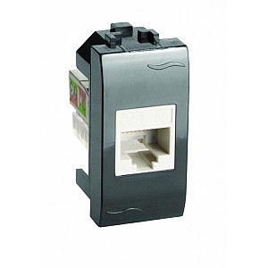 BRAVA Розетка компьютерная RJ45 (разъем PcNet) 1 модуль категория 5е черная DKC (77654N)