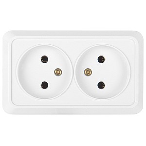 Розетка двойная 2П открытой установки IP20 10А 250В (керамика) белая  Альфа General