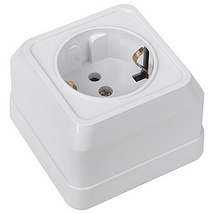 Розетка 2П+3 открытой установки IP20 16А 250В (керамика) белая Альфа General