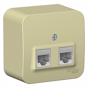 Розетка открытой установки BLANCA двойная компьютерная RJ45, кат.5E, с изолирующей пластиной, белый, бежевый Systeme (Schneider) (BLNIA045457)
