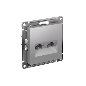 ATLASDESIGN РОЗЕТКА двойная компьютерная RJ45+RJ45, кат.6А, механизм, АЛЮМИНИЙ Systeme (Schneider) (ATN000388)