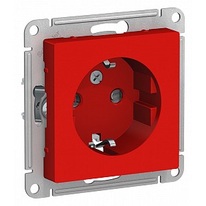 ATLASDESIGN РОЗЕТКА с заземлением со шторками, 16А, механизм, КРАСНЫЙ Systeme (Schneider) (ATN002045)