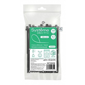 Стяжка кабельная MultiSet 100х2.5 Чёрная (100шт) Systeme (Schneider) (IMT10025B)