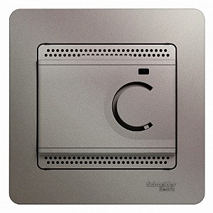 GLOSSA термостат электронный теплого пола с датчиком+5-+50°C10Aв сборе платина Systeme (Schneider) (GSL001238)