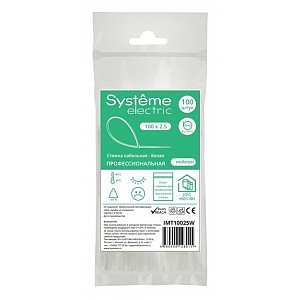 Стяжка кабельная MultiSet 100х2.5 Белая (100шт) Systeme (Schneider) (IMT10025W)