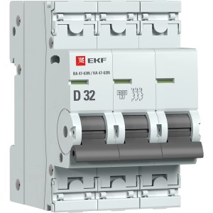Выключатель автоматический трехполюсный 3P 32А (D) 6kA ВА 47-63N M636332D PROXIMA EKF