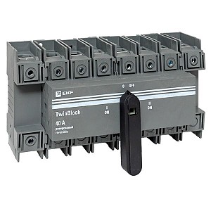 Рубильник 40A 4P реверсивный c рукояткой для прямой установки TwinBlock EKF (tb-s-40-4p-rev)
