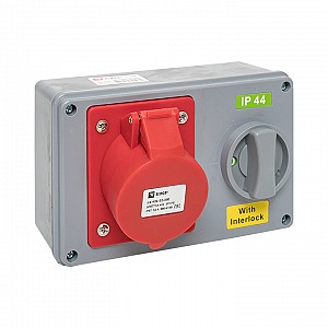 Розетка с блокировкой и выключателем 1424 3Р+РЕ 32А 380В IP44 EKF (ps-1424-32-380)