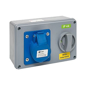 Розетка с блокировкой и выключателем 1413 2Р+РЕ 16А 220В IP44 EKF (ps-1413-16-220)