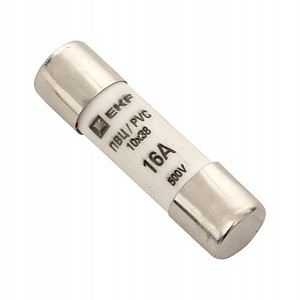Вставка плавкая цилиндрическая ПВЦ 10х38 16А EKF (pvc-10x38-16)