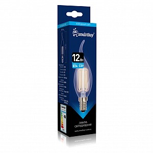 Светодиодная (LED) Свеча на ветру Лампа FIL Smartbuy-C37-12Вт/6500К/E14 (SBL-C37FCan-12-65K-E14)