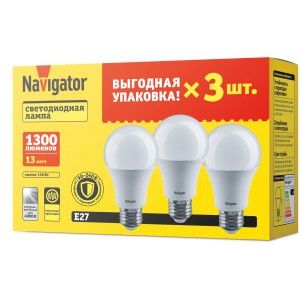Лампа Navigator 95 319 NLL-A60-13-230-4K-E27-PACK3