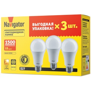 Лампа Navigator 95 320 NLL-A60-15-230-2.7K-E27-PACK3