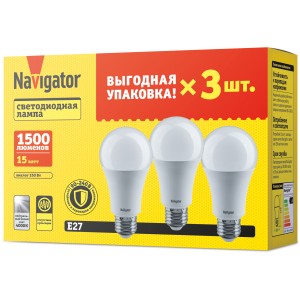 Лампа Navigator 95 321 NLL-A60-15-230-4K-E27-PACK3