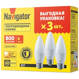 Лампа Navigator 95 322 NLL-C37-8-230-2.7K-E27-FR-PACK3