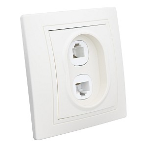 Розетка телефонная RJ11 + компьютерная RJ45 скрытой установки IP20,слоновая кость "Дельта" General