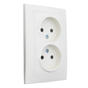 Розетка 2П двойная скрытой установки 16А 250В IP20,слоновая кость (керамика) "Дельта" General