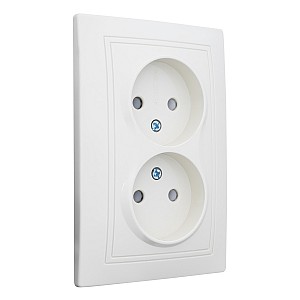 Розетка 2П двойная с защ. шт. скрытой установки 16А 250В IP20,слоновая кость (керамика) "Дельта" General