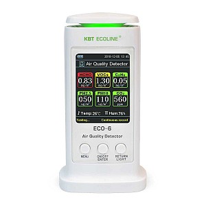 ECO-6 серия ECOLINE Анализатор воздуха (Предназначен для определения содержания мелкодисперсной пыли, формальдегидов, летучих органических веществ, углекислого газа и бензола в воздухе)