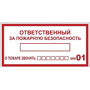 Наклейка "Ответственный за пожарную безопасность" B03 (100х200мм) EKF (an-4-05)