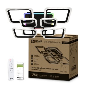 Люстра светодиодная ELEGANT ARIS-125RGB-SMART-BL 125Вт 230В 3000-6500K 8800Лм 585х585х115мм ДУ чер IN HOME