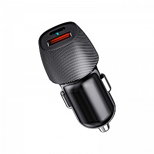 Купить Автомобильное зарядное устройство с двумя портами (USB-A QC 3.0 + USB-C PD) со световой индикацией, 38Вт, черное REXANT