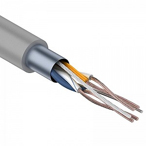 Кабель витая пара F/UTP, CAT 5e, PVC, 2PR,  внутренний, многопроволочный, серый, 305м REXANT