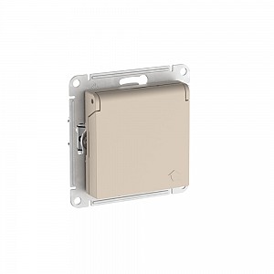ATLASDESIGN РОЗЕТКА с заземл. со шторк. с крышкой, 16А,IP20,мех., быстрозажимные клеммы, ПЕСОЧНЫЙ Systeme (Schneider) (ATN001246S)