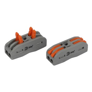 NO-225-394  Клемма ЭРА NO-225-394 проходная 222-2412 с рычагами 2 полюса 0.08-2.5/4 мм2 упаковка 20 шт