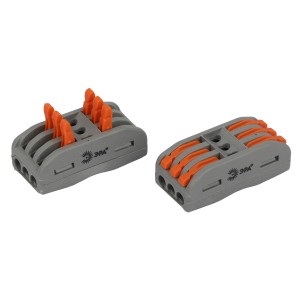 NO-225-395 Клемма ЭРА NO-225-395 проходная 222-2413 с рычагами 3 полюса 0.08-2.5/4 мм2 упаковка 15 шт