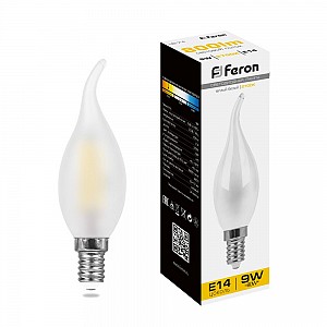 Лампа светодиодная, (9W) 230V E14 2700K матовая, LB-74
