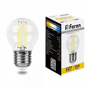 Лампа светодиодная, (9W) 230V E27 2700K прозрачная, LB-509