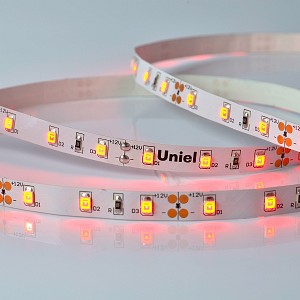 Ленты светодиодные открытые IP20 Uniel ULS-M11-2835-60LED/m-8mm-IP20-DC12V-4,8W/m-5M-RED PROFI катушка в герметичной упаковке
