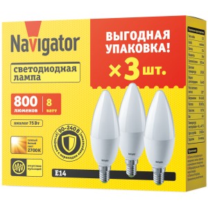Лампа Navigator 95 489 NLL-03-01 (C37-8-230-2.7K-E14-FR-PACK3)