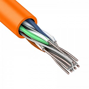 Кабель витая пара U/UTP, CAT 6, LSZH нг(А)-HF, 4PR, 23AWG, внутренний, однопроволочный, оранжевый, 305 м REXANT