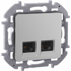 INSPIRIA Розетка компьютерная двойная RJ45 категория 5Е UTP алюминий