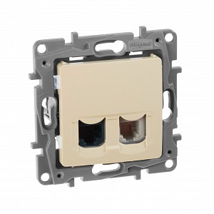 ETIKA Розетка двойная RJ11+RJ45 кат.5E UTP слоновая кость