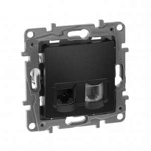 ETIKA Розетка двойная RJ11+RJ45 кат.5E UTP антрацит