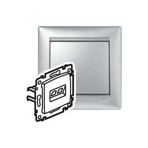 VALENA Розетка компьютерная RJ45 категория 5Е UTP с захватами алюминий