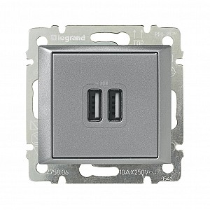 VALENA Розетка USB A + A 15Вт алюминий