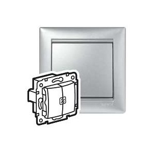 VALENA DIY Выключатель 2-клавишный с подсветкой схема 5L 10АХ безвинтовые зажимы алюминий