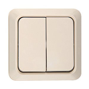 Выключатель 2-кл. открытой установки IP20 10А, слоновая кость Альфа General