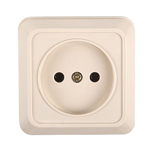 Розетка 2П открытой установки IP20 10А 250В (керамика) слоновая кость  Альфа General