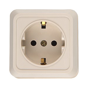 Розетка 2П+3 открытой установки IP20 16А 250В (керамика) слоновая кость Альфа General