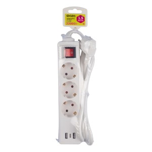 Удлинители Бытовые серий FEG, FES (ПВХ 3 х 0.75) / Удлинитель ФАZА FES-03-150 USB (3 х 1,5) заземл., выкл. (5064904)
